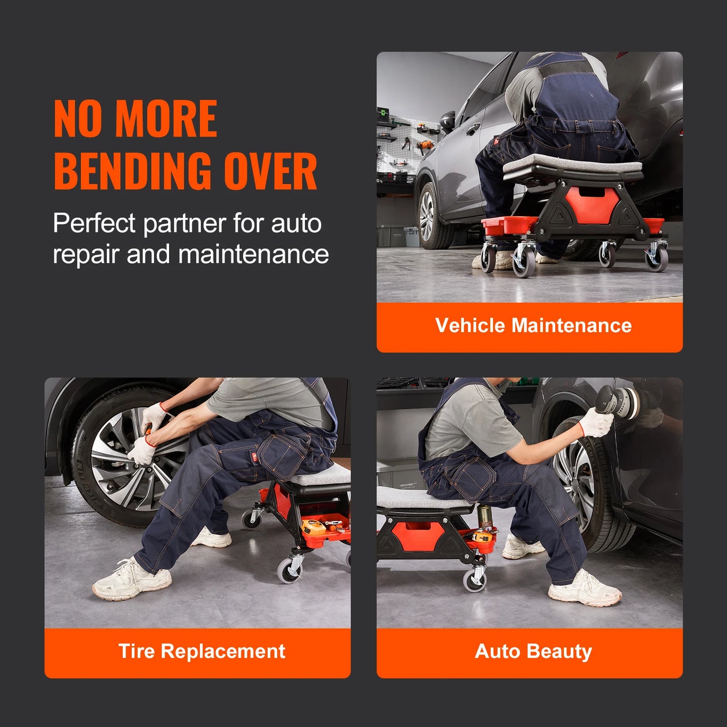 Technician's Rolling Detailer Seat